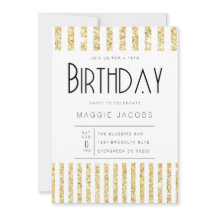 Chique gouden glitter strepen verjaardagsfeestje