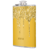 Chique Gouden Glitterdruppels Glans Monogram Heupfles (Links)