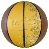 Chique Gouden Glitterdruppels Glitterende Monogram Basketbal (Verticaal)
