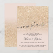 Chique gouden glitters roze uitgestelde nieuwe pla kaart (Voorkant / Achterkant)