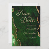 Chique Gouden Groene Agaat Bruiloft Save the Date (Voorkant)
