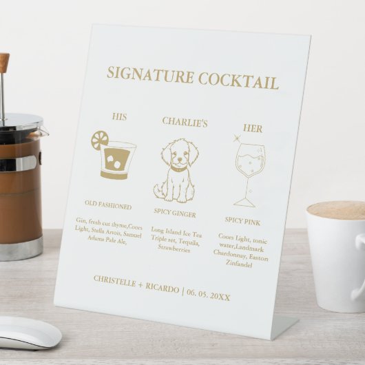 Chique gouden handtekening Coctail Drink bruiloft  Reclamebord Met Voetstuk (Insitu)