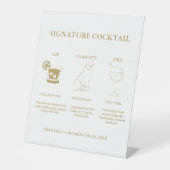 Chique gouden handtekening Coctail Drink bruiloft  Reclamebord Met Voetstuk (Voorkant)