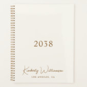 Chique Gouden Handtekening Monogram Crème Zakelijk Planner (Voorkant)