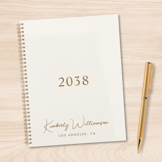 Chique Gouden Handtekening Monogram Crème Zakelijk Planner