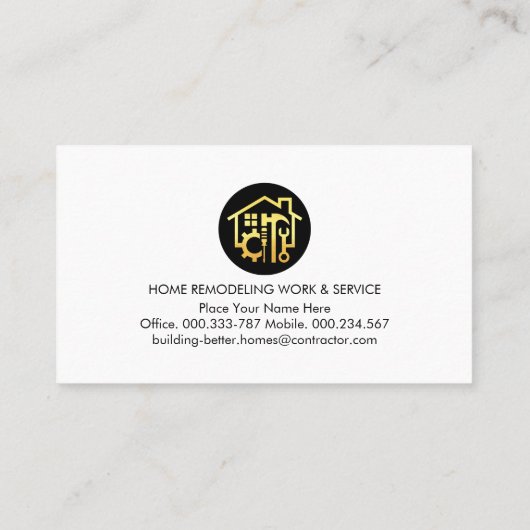 Chique gouden handyman gereedschap op hout visitekaartje (Achterkant)