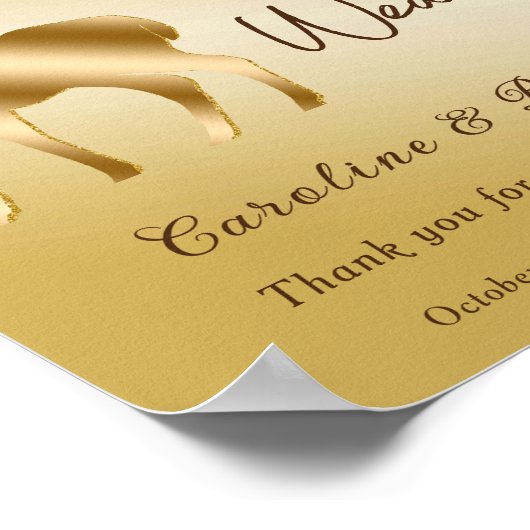 Chique Gouden Hart & Gouden Glitter Herten Welkoms Poster (Hoek)