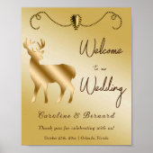 Chique Gouden Hart & Gouden Glitter Herten Welkoms Poster (Voorkant)