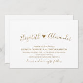 Chique gouden hart script Alles in één QR code bru Kaart (Voorkant / Achterkant)