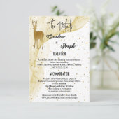 Chique gouden herten & Confetti bruiloft details Informatiekaartje (Staand voorkant)