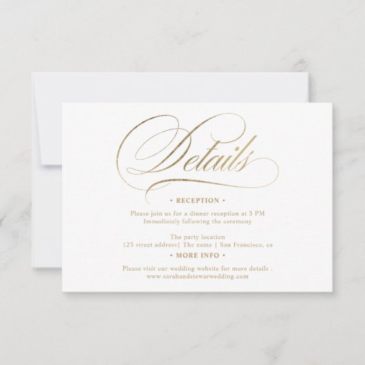 Chique gouden kalligrafie chique details bruiloft kaart (Voorkant)