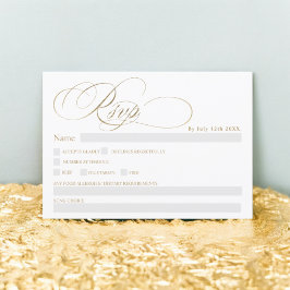 Chique gouden kalligrafie chique rsvp bruiloft kaart