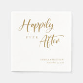 Chique gouden kalligrafie 'Happily ever after' bru Servet (Voorkant)