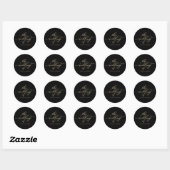 Chique gouden kalligrafie zwart bruiloft ronde sticker (Vel)