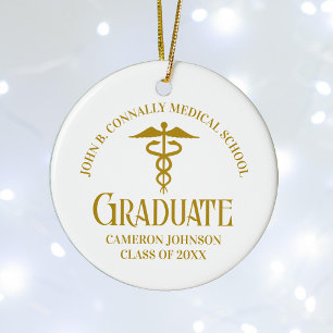 Chique gouden kerstcadeau voor afgestudeerden aan keramisch ornament