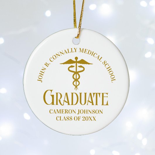 Chique gouden kerstcadeau voor afgestudeerden aan keramisch ornament