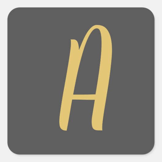 Chique Gouden Kleur Monogram Professionele Kalligr Vierkante Sticker (Voorkant)