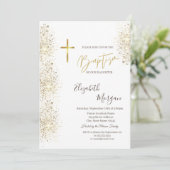 Chique gouden kruis doop gouden glitter Confetti Kaart (Staand voorkant)