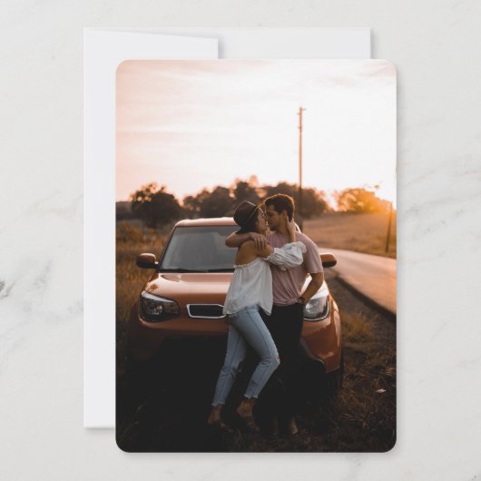 Chique gouden landschap overlay 2 foto's bruiloft kaart (Achterkant)