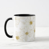 Chique Gouden Lijn Bloem Wit Bloemmotief Mok (Links)