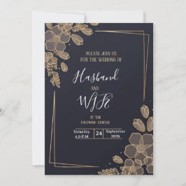 Chique Gouden Lijn Kunst Bloemen Kaart
