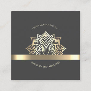 Chique Gouden Lotus Bloem Grijs Vierkante Visitekaartje