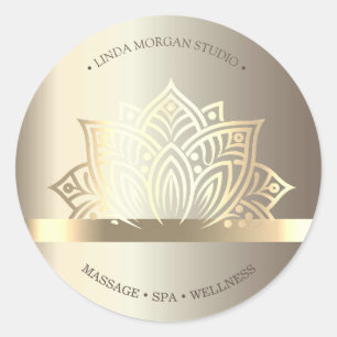 Chique Gouden Lotus Bloem Yoga Ronde Sticker