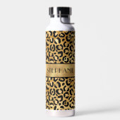 Chique gouden luipaardprint Persoonlijk Waterfles (Links)