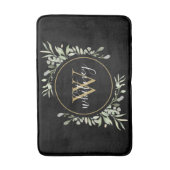 Chique gouden monogram elegante script groen zwart badmat (Voorkant Verticaal)