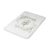 Chique Gouden Monogram Elegante Script Groene Tint Badmat (Gekanteld)