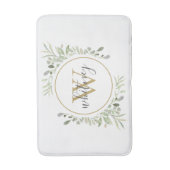 Chique Gouden Monogram Elegante Script Groene Tint Badmat (Voorkant Verticaal)