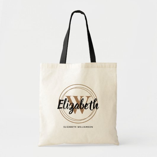 Chique gouden monogram initiaal script naam tote bag (Voorkant)