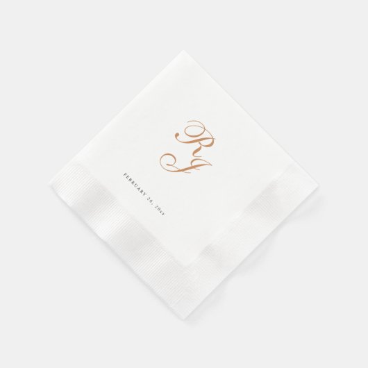 Chique gouden monogram script bruiloft servetten (Hoek)