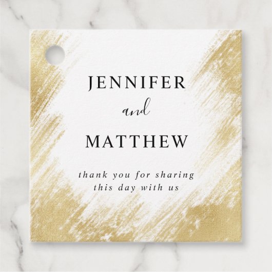 Chique gouden penseel lijn bruiloft bedankjes labels (Voorkant)