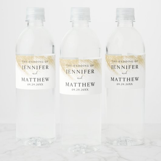 Chique gouden penseel lijn bruiloft waterfles etiket (Flessen)