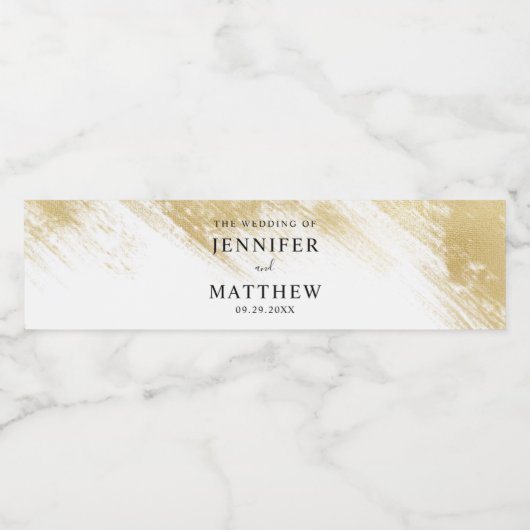 Chique gouden penseel lijn bruiloft waterfles etiket (Enkel label)