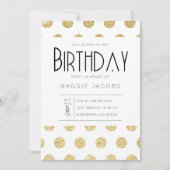 Chique gouden polka dot verjaardagsfeestje kaart (Voorkant)