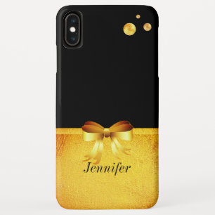 Chique gouden polka stippen, gouden lint op zwart Case-Mate iPhone case