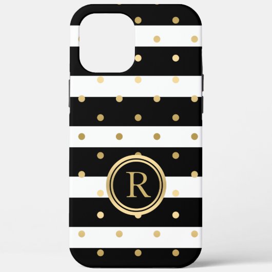 Chique gouden-polka stippen met zwarte & witte str Case-Mate iPhone case (Achterkant)