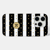 Chique gouden-polka stippen met zwarte & witte str Case-Mate iPhone case (Achterkant (horizontaal))