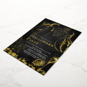 Chique gouden pompoen zwart Halloween Party Folie Uitnodiging (Gedraaid)