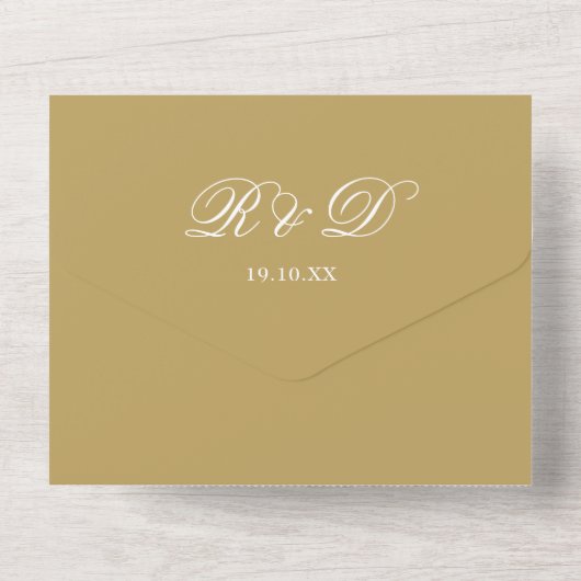 Chique gouden QR-code Art Deco monogram bruiloft All In One Uitnodiging (Achterkant)