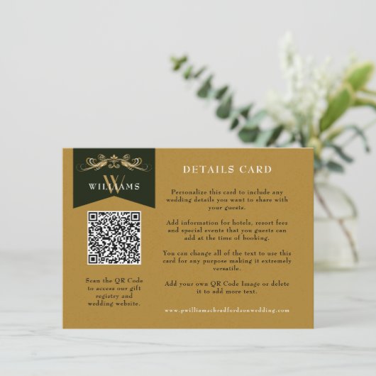  chique gouden QR-code bruiloft Kaart invoegen (Staand voorkant)