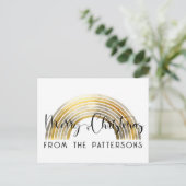 Chique Gouden Regenboog Familienaam Prettig Kerstf Briefkaart (Staand voorkant)