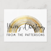 Chique Gouden Regenboog Familienaam Prettig Kerstf Briefkaart (Voorkant)