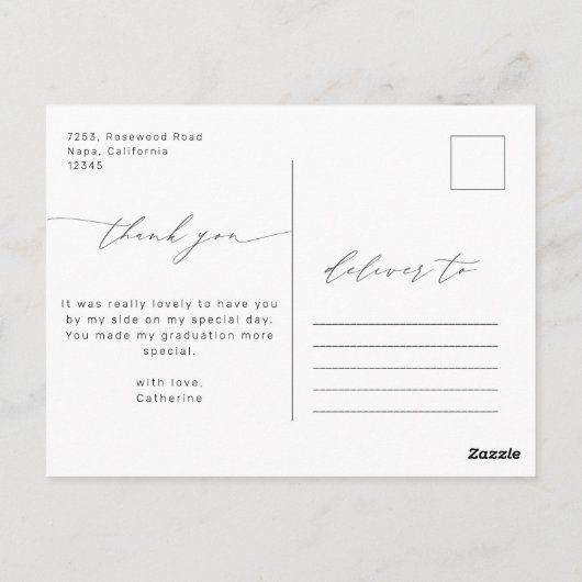 Chique gouden roze glitter Afstuderen foto dank u Briefkaart (Achterkant)