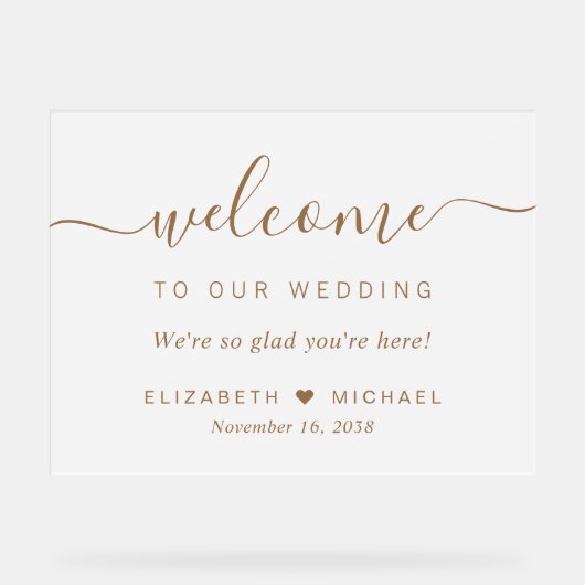 Chique gouden script bruiloft welkom Frosted Acryl Bord (Voorkant)