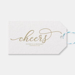 Chique gouden script Cheers wijnfleslabels Cadeaulabel