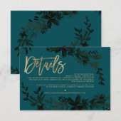 Chique gouden script Floral groene bruiloft richti Informatiekaartje (Voorkant / Achterkant)