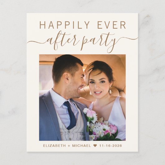 Chique gouden script foto bruiloft receptie uitnod (Voorkant)